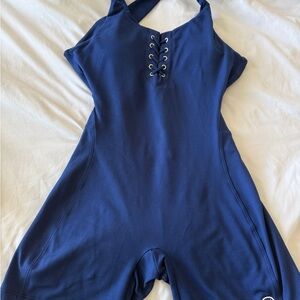 Navy Blue Lace-Up Jumpsuit